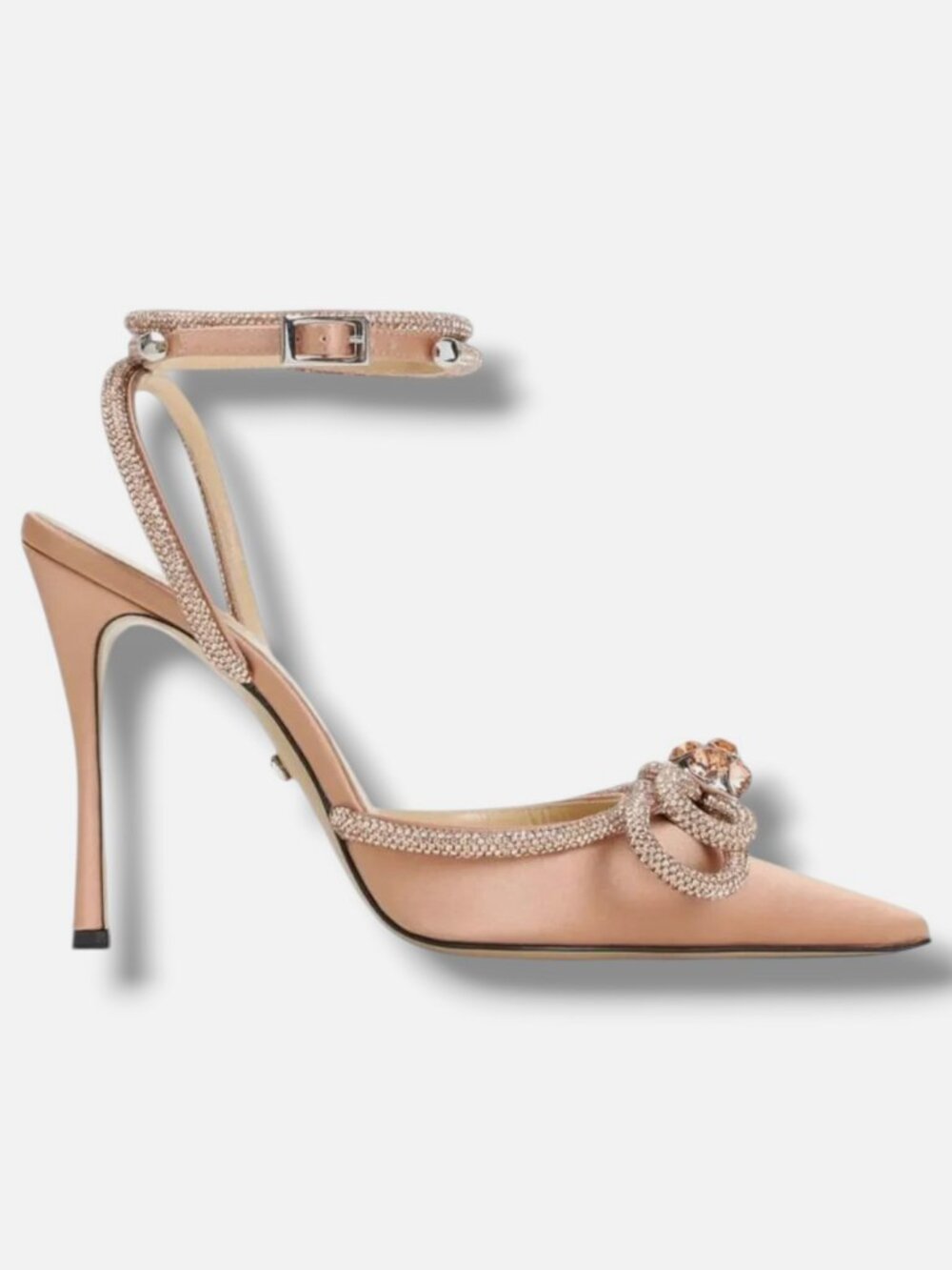 MACH & MACH Women's Pink Crystal-Embellished Satin Pumps Size 38.5